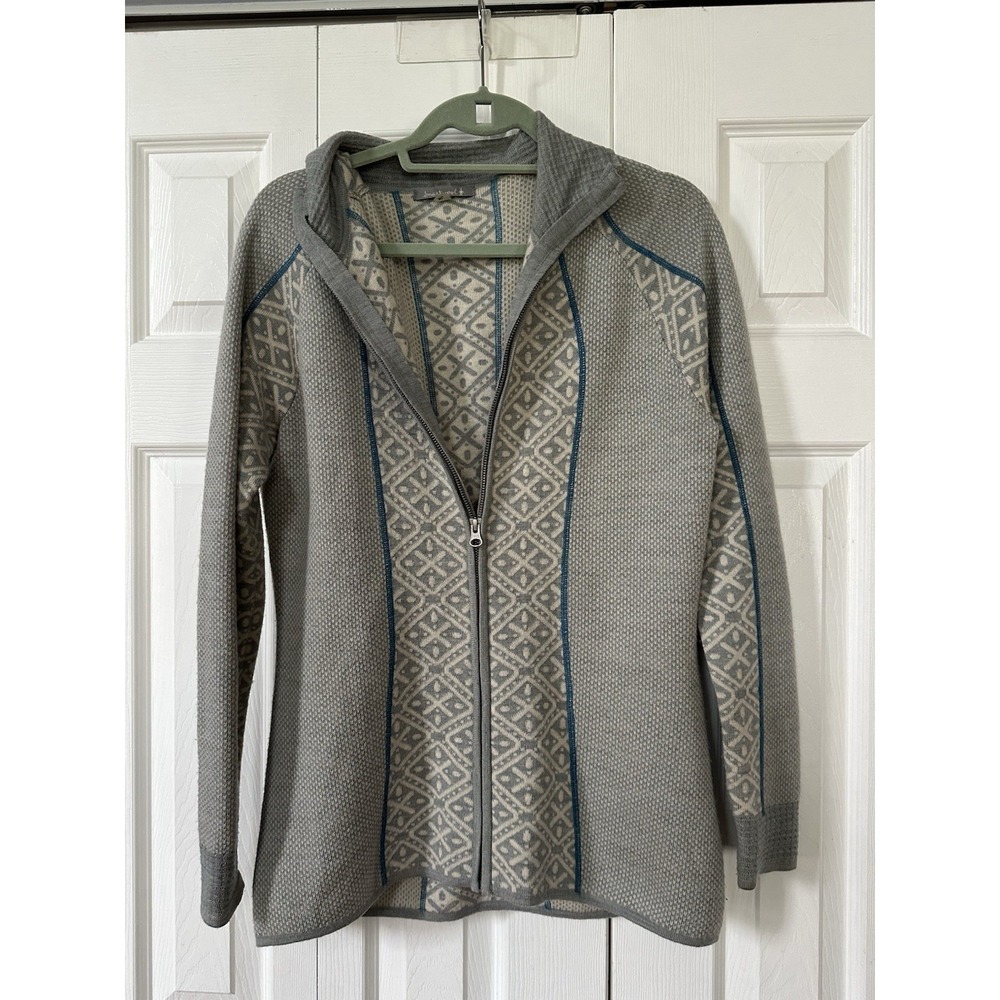 Smartwool Full Zip Sweater Jacket Merino Wool Geometric Gray Women's XL
